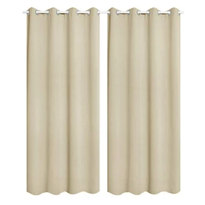 Imagen de WOLTU Cortina Opaca con Ojales 2 Piezas Cortinas Térmicas Aislantes Moderna Decoración Ventanas para Dormotorio Habitacion Sala Salon 135x245 cm Arena