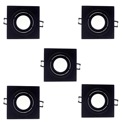 Imagen de wonderlamp Foco empotrable de techo Cuadrado, Negro, 5 UNIDADES