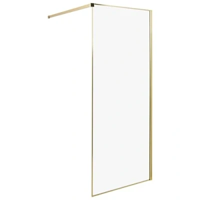 Imagen de Mampara de ducha baño vidrio templado sin puerta dorado 80 x 190 cm Waspam