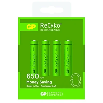 Imagen de GP Paquete de 4 pilas recargables AAA (650 mAh NiMH)