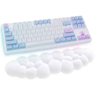 Imagen de Reposamuñecas Cloud Para Teclado, Reposabrazos Blanco Con De Espuma Viscoelástica Cuero Pu Teclado Soporte Muñeca, Almohadilla Muñeca Computadora