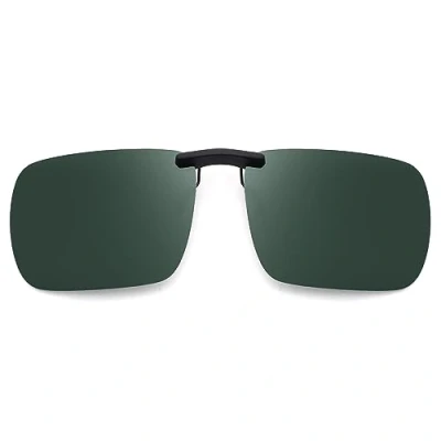 Imagen de JM Sin marco Rectángulo Clip en Gafas de Sol Ligero Peso Polarizadas Anteojos Hombre Mujer 60 * 47(Verde Polarizado)