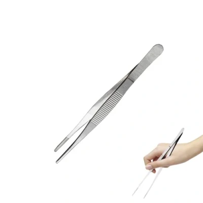 Imagen de Pinzas de Precisión Rectas, Cocina Profesionales, Acero Inoxidable, para Barbacoa Multifunción, con Puntas Dentadas Precisión, Carnes Pasta Servir Comida (14 cm)