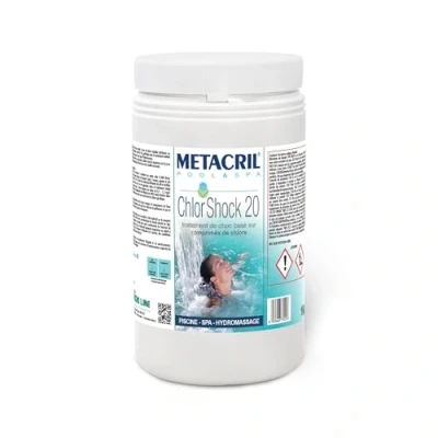 Imagen de Chlor Shock 20 1 kg. Cloro (Dicloro) rápido dissoluzione (Pastillas de g para Tratamiento y Mantenimiento Piscina SPA Hidromasaje