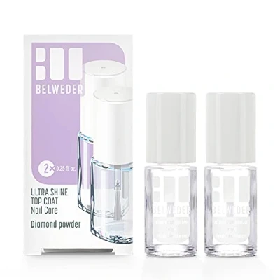 Imagen de BELWEDER Esmalte de uñas alto Brillo con polvo diamante 2 x 7,5 ml Para blandas, agrietadas y descoloridas transparente Top Coat Fortalece protege