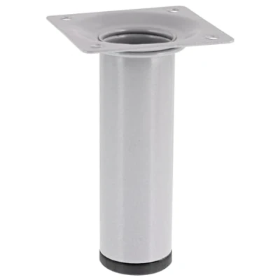 Imagen de Wagner 12121001 Pata para Muebles (30 x 100 mm, Placa de atornillado integrada 60 Rosca Interior 10 mm diámetro, Acero con Recubrimiento Polvo Aluminio), Color Plateado