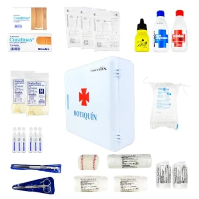 Imagen de Ferretelix, ARMARIO BOTIQUIN EQUIPADO CON VARIOS ARTICULOS PARA REALIZAR PRIMERAS CURAS EN CASO DE EMERGENCIA TAMAÑO: 245 MM X 280 100 BLANCO COLGAR LA PARED