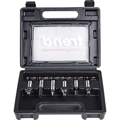 Imagen de Trend juego de cortadores básicos 6 piezas, contiene una gama con punta carburo tungsteno para trabajos carpintería decorativa, SET/SS11X12MMTC