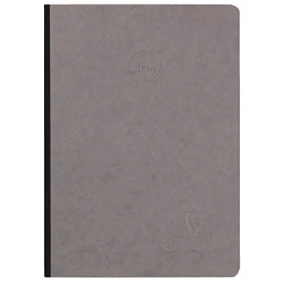 Imagen de Clairefontaine 795435C Cuaderno cosido con respaldo de tela, color gris A5, 14,8 x 21 cm, 192 páginas DOT, papel blanco, 90 g, tapa para tarjeta cepillada, grano piel, colección Age Bag