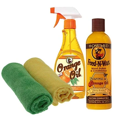 Imagen de Howard Feed N Wax x 1 &amp; aceite de naranja (473 ml) con 2 paños microfibra