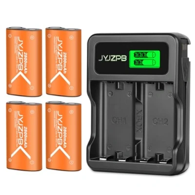 Imagen de JYJZPB Batería Recargable Kit para Xbox Serie S/X, 4X 2800mAh One Mando y Cargador Paquete One/Xbox S/X Elite, 2.5H Carga Rápida