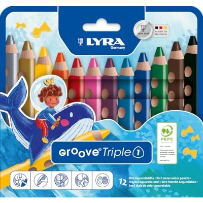 Imagen de LYRA Groove Triple Estuche con 12 lápices de colores y mina, diámetro 10 mm, multicolor