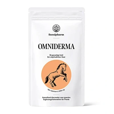 Imagen de Sensipharm Omniderma Ayuda naturalmente con eczema, eczema de verano, picazón, piel, pelaje, problemas 180 tabletas a 1000 mg. para caballos
