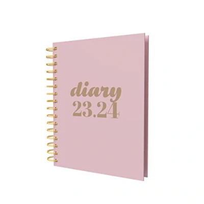 Imagen de Collins Debden Scandi Agenda académica 2023 24, A5, día por página, diario de mitad año, escolar, universitario o universitario, agosto a 2024, color rosa, PW51M.50 2324