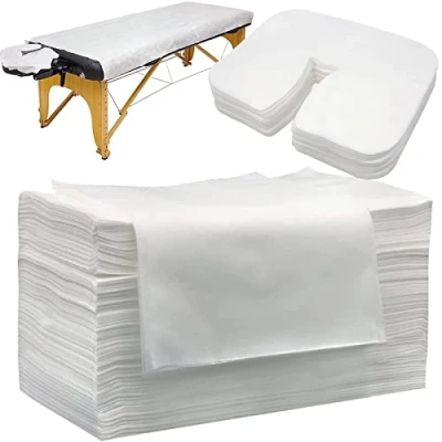 Imagen de Tvvcalk 100 Piezas Sabanas Masaje Desechables traje, 50 Sábanas para Camillas de y Cubierta Apoyacabezas