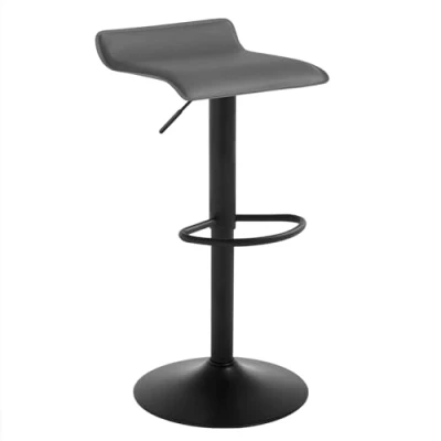 Imagen de WOLTU 1X Taburete de Bar Acero Cromado Piel Sintética Sillas Alta Cocina Silla Comedor, Paquete 1 Unidades Gris BH159gr