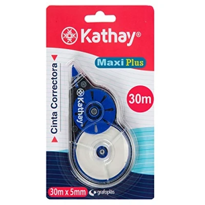 Imagen de Kathay 86028999. Cinta Correctora de Escritura Maxi Plus, 5mmx 30 Metros, Colores Aleatorios: Verde y Azul, Secado Rápido