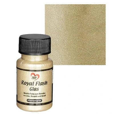 Imagen de Ideen mit Herz Royal Flash Pintura para cristales (metálica, con finas partículas de purpurina, 50 ml), color champán