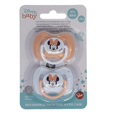 Imagen de Set De 2 Chupetes Con Tetina Reversible Silicona +6 Meses Minnie Indigo Dreams