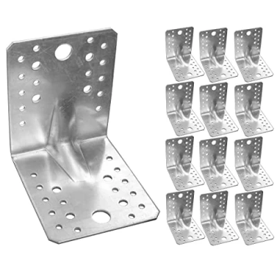 Imagen de OMIdeas 12 x Escuadra Metalica De Angulo (105 105 90 2.5) Conector en ángulo Conectores angulares con reborde Angulos Metalicos Galvanizadas