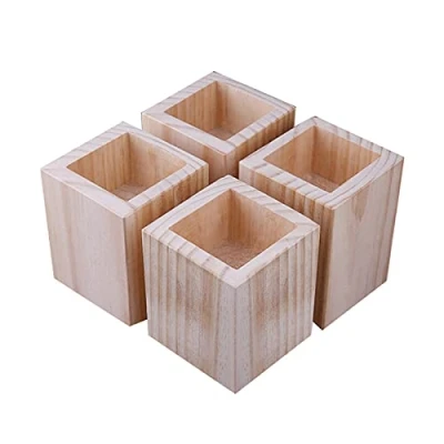 Imagen de Patas de Elevadores Muebles Madera,Elevadores Cama Pino Cuadrados,para Elevar Alta Resistencia, Piernas Sofás,Camas,Sillones,Pies Mesas,4 Unids (4 * 4 5cm)