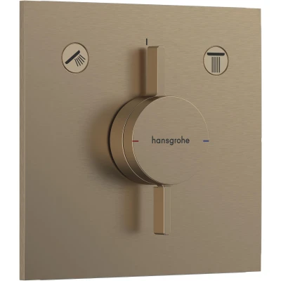Imagen de hansgrohe DuoTurn E, grifo de ducha empotrado para 2 funciones, monomando rectangular, mezclador iBox universal 2, bronce cepillado