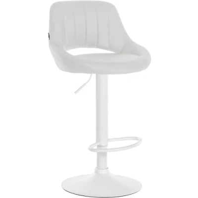 Imagen de CLP Taburete De Bar Milet En Polipiel I Silla Giratoria con Base Metálica &amp; Reposapiés Butaca Alto Acolchado, Color:Blanco, Color del Marco:Blanco