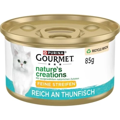 Imagen de Gourmet Nature&#039;s Creation Comida húmeda para Gatos en Jalea Natural, atún, Paquete de 12 Unidades (12 x 85 g)