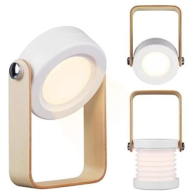 Imagen de lámpara de mesa plegable, lámparas inalámbricas, LED plegable portátil recargable, luz lectura que funciona con pilas, regulable