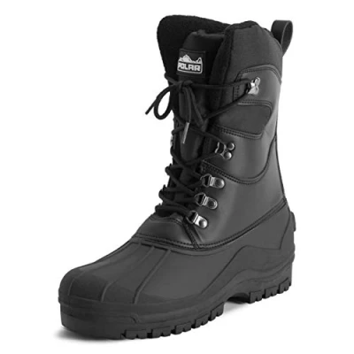 Imagen de Polar Hombre Alto Malla Cubrir NylEn Pata Impermeable Suela De Goma Invierno Botas Nieve Negro Cuero UK8/EU42 YC0678