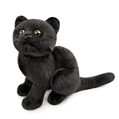 Imagen de lilizzhoumax Gato Negro Peluche 28cm/11 Lindas muñecas De Relleno roedores, Lindo Suave Juguetes Animales Salvajes, Regalo para Amigos Y Niños