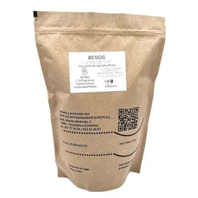 Imagen de CAFE SIN INTERMEDIARIOS Café Colombiano Besos para Cafeteras de filtro o americanas 1 Kg Tostado Semanal Molinado al envío y envasado Intensidad sabor medio Ideal con Leche