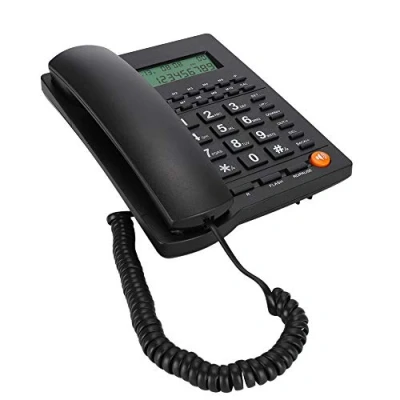 Imagen de Queen.Y Teléfono con Cable de Escritorio Fijo Pantalla Retroiluminada Identificación Llamadas Y Función Llamada en Espera para Oficina Casa Hotel Restaurante Negro