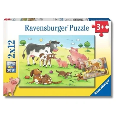 Imagen de Ravensburger Puzzle: Puzzle Animales, 3 Años o Más, Puzles Niños Años, Puzzles Infantiles Rompecabezas Niños, 2x12 Piezas, Animales Granja, 26x18cm