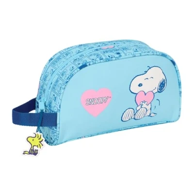 Imagen de Snoopy Love Neceser Grande Niño, Infantil, Adaptable a Carro, Ideal para Niños de 5 14 Años, Cómodo y Versátil, Calidad Resistencia, 26x16x9 cm