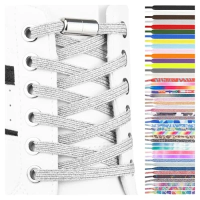 Imagen de SULPO cordones elásticos planos sin atar coloridos de cierre rápido zapatillas deporte elasticos niños atacadores