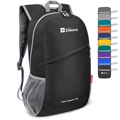 Imagen de ZOMAKE Mochila Plegable Ultraligera Mochilas de Senderismo Pequeña con Resistencia Al Agua 20L para Hombre Mujer Viaje Trekking Deporte(Negro)
