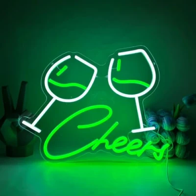 Imagen de UExnkj Y Señal de neón Bar Copa Vino Neon alimentado por cable USB con interruptor Bar, fiesta, festival, decoración pared, luz