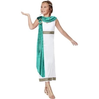Imagen de Smiffys Disfraz de toga lujo emperatriz romana, Blanco, Con capucha y diadema