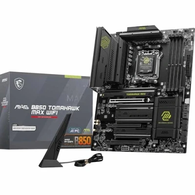 Imagen de MSI mag B850 Tomahawk MAX WiFi Motherboard, ATX para procesadores AMD Ryzen 9000/8000 / 7000, AM5 VRM 80A SPS, DDR5 Memory Boost 8400+MT/s (OC), PCIe 5.0 x16, M.2 Gen5, Wi FI 7, 5G LAN