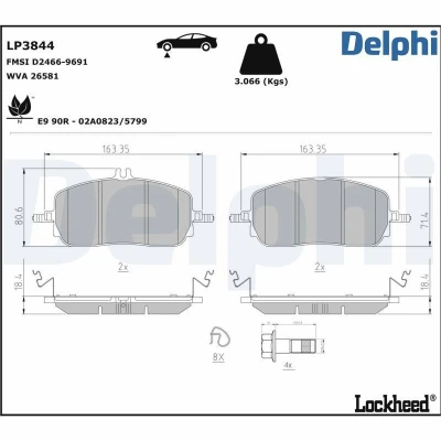 Imagen de Juego de pastillas DELPHI LP3844