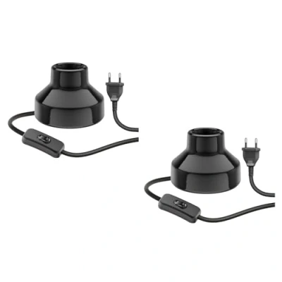 Imagen de ledscom.de 2 piezas Lámpara de mesa TIX, interruptor, porcelana, negro, 1x E27 máx. 300W