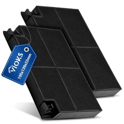 Imagen de VIOKS Juego de 2 filtros carbón activo para campana extractora, 195 x 139 mm, repuesto filtro Zanussi 902979355