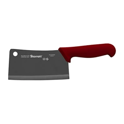 Imagen de Starrett Cuchillos profesionales de cocina acero inoxidable Perfil rectangular ancho 8 pulgadas (200 mm) Mango rojo
