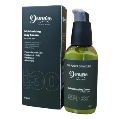 Imagen de Demure Crema de día Hidratante SPF 30, Acido Hialurónico, Pantenol Pro Vitamina B5, E, Aloe Vera, Espino Cerval Mar, Para la Hidratación Diaria y Protección, 50 ml