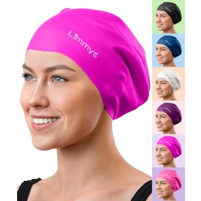 Imagen de Limmys Gorro de Natación Adulto con Pelo Largo Piscina 100% Silicona Hombre y Mujer Cómodo, Elástico Gorros