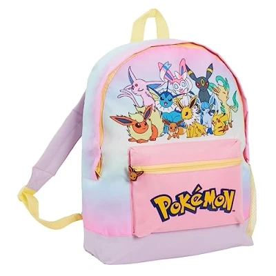 Imagen de Mochila de Pokemon para niñas, bolsa oficial Eeveelutions Go School Travel Lunch Bag, Pink, Talla única,