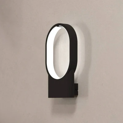 Imagen de Eglo LED de pared Codriales, lámpara ovalada interior, aplique minimalista, iluminador aluminio en negro y plástico blanco, foco blanco cálido