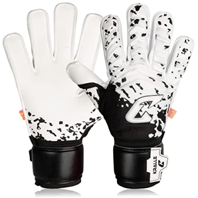 Imagen de CATCH &amp; KEEP guantes de portero para niños Splash, color blanco, talla 4, ligeros con soporte el pulgar y vendaje muñeca más grueso