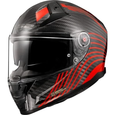 Imagen de LS2, Casco integral moto VECTOR II carbon FLUX gloss RED, XXL